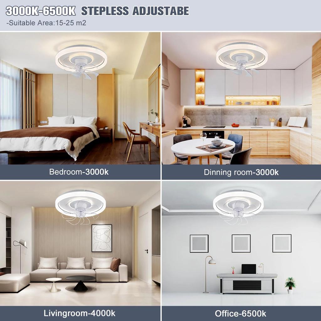 Smart Ceiling Fan with Lights & Remote, Retractable 48cm by HitMyNeed