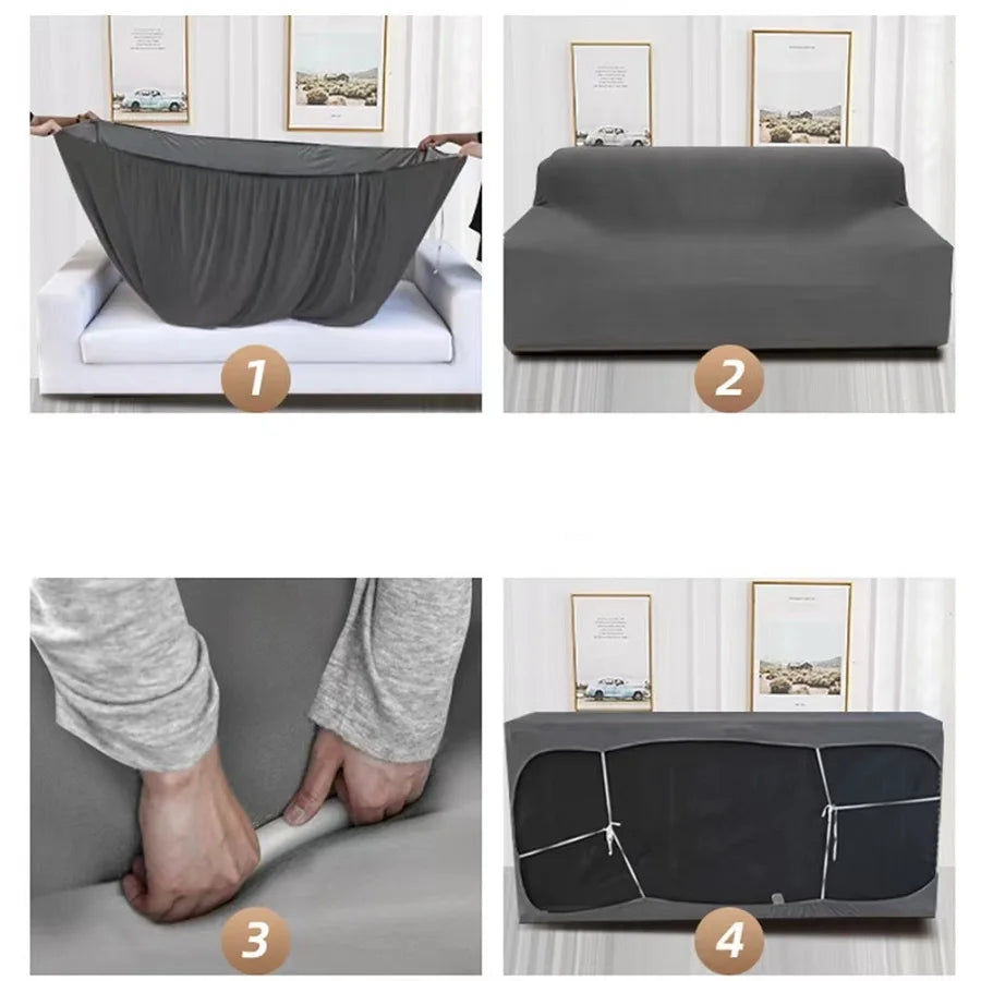 Solid Color Stretch Sofa Cover for 1-4 Seater Couches by HitMyNeed