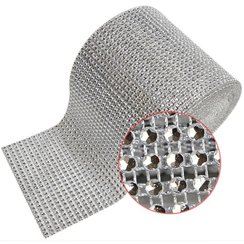 Sparkle Rhinestone Plastic Wrap Mesh, 1 Yard by HitMyNeed