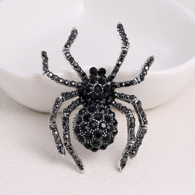 Spider Brooch for Women - Rhinestone Clothing Pin by HitMyNeed