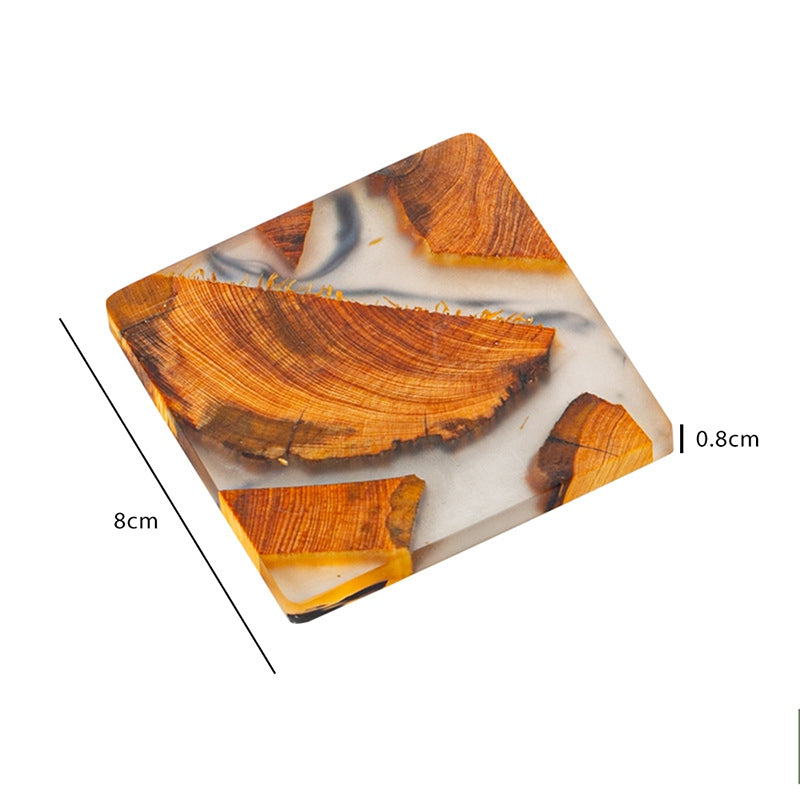 Square Wood and Resin Drink Coaster 8cm by HitMyNeed