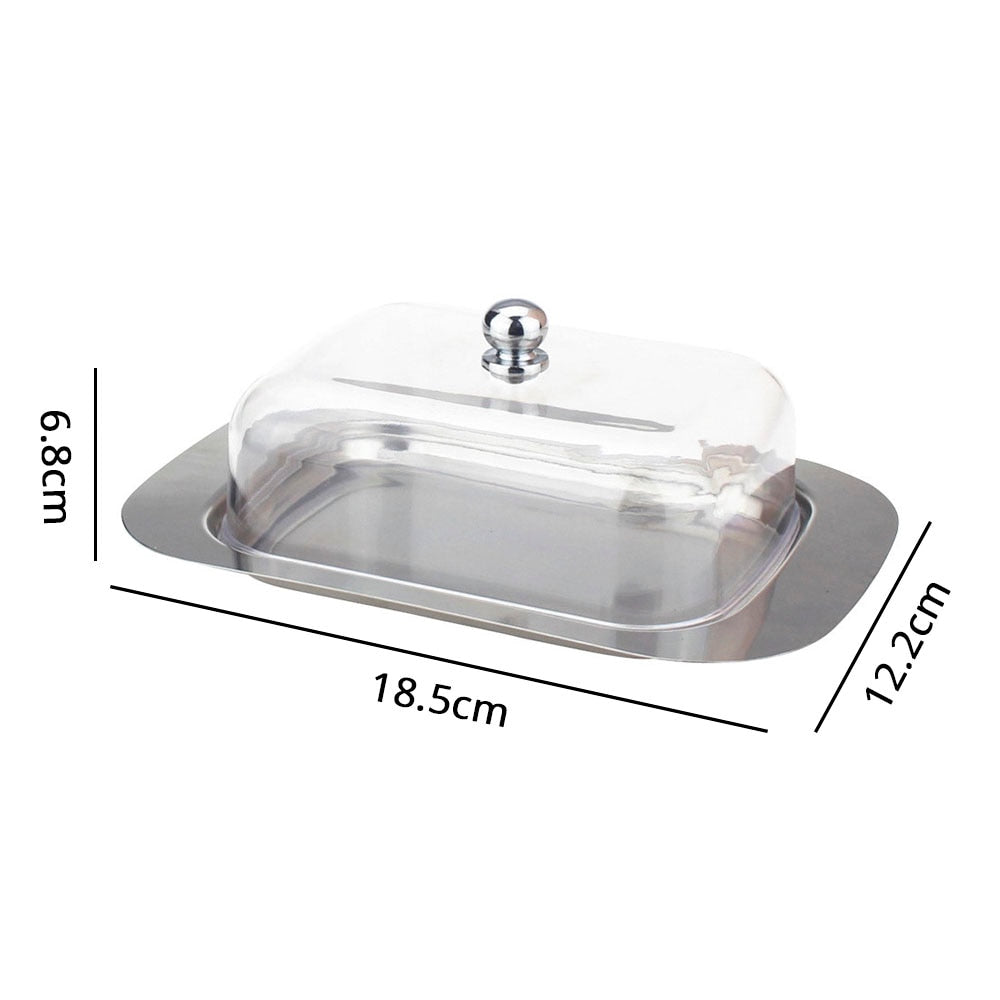 Stainless Steel Butter Tray with Clear Lid by HitMyNeed