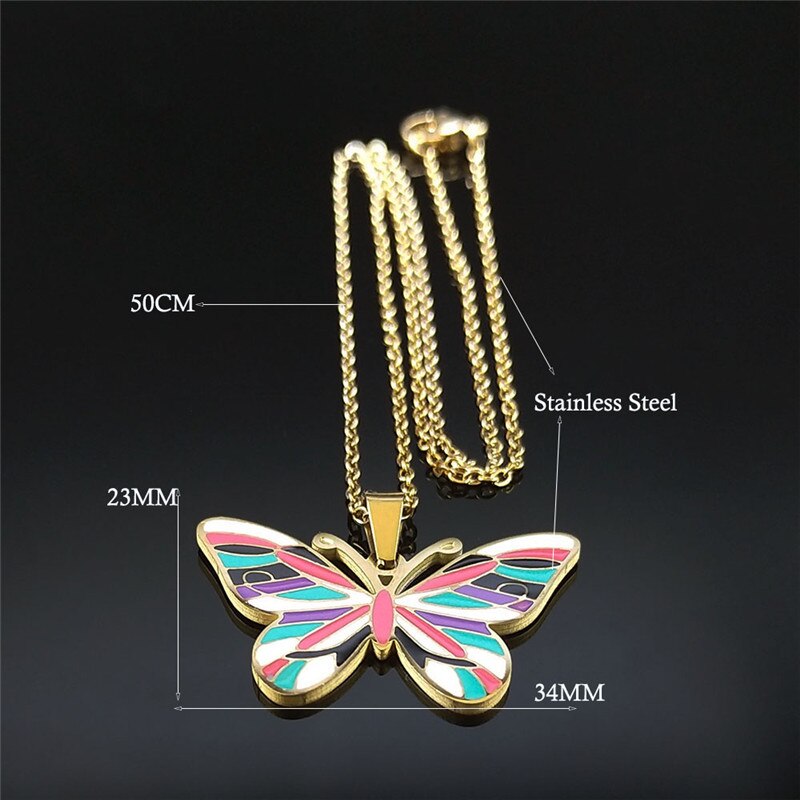 Stainless Steel Butterfly Pendant Necklace for Women by HitMyNeed
