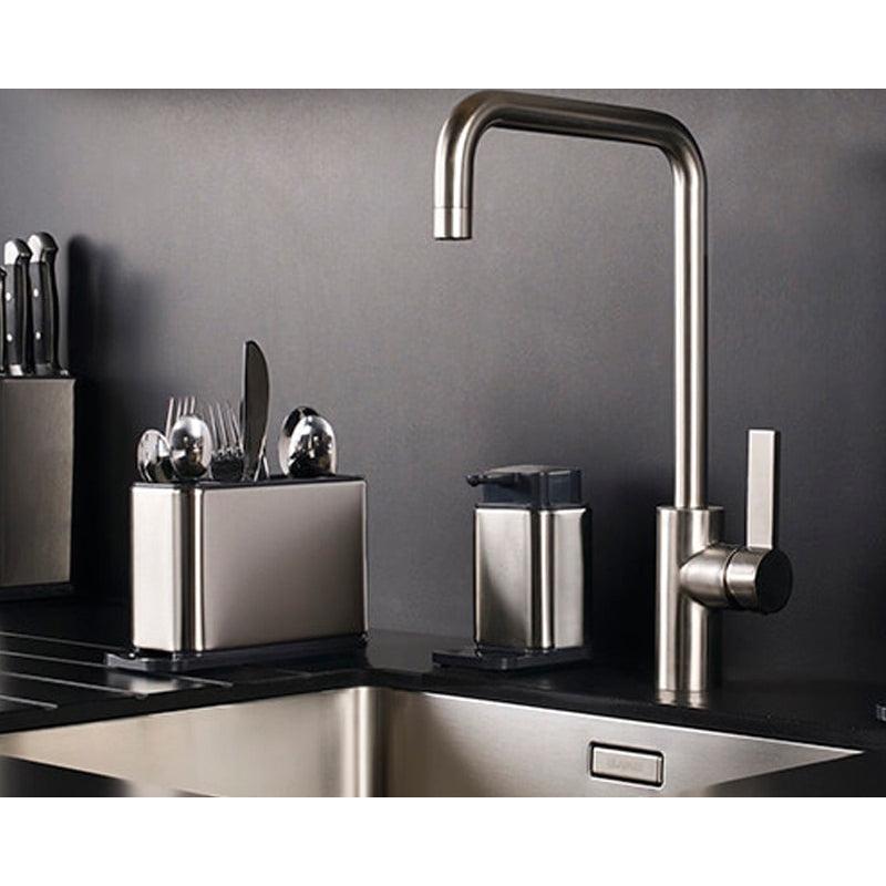 Stainless Steel Cutlery Holder with Drainer Base by HitMyNeed