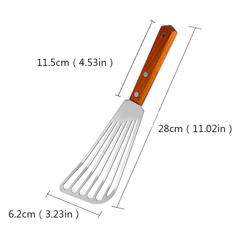Stainless Steel Fish Spatula with Wooden Handle by HitMyNeed