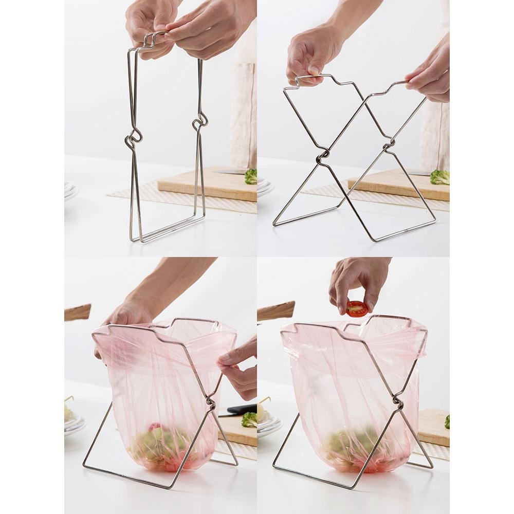 Stainless Steel Folding Trash Bag Stand Holder by HitMyNeed