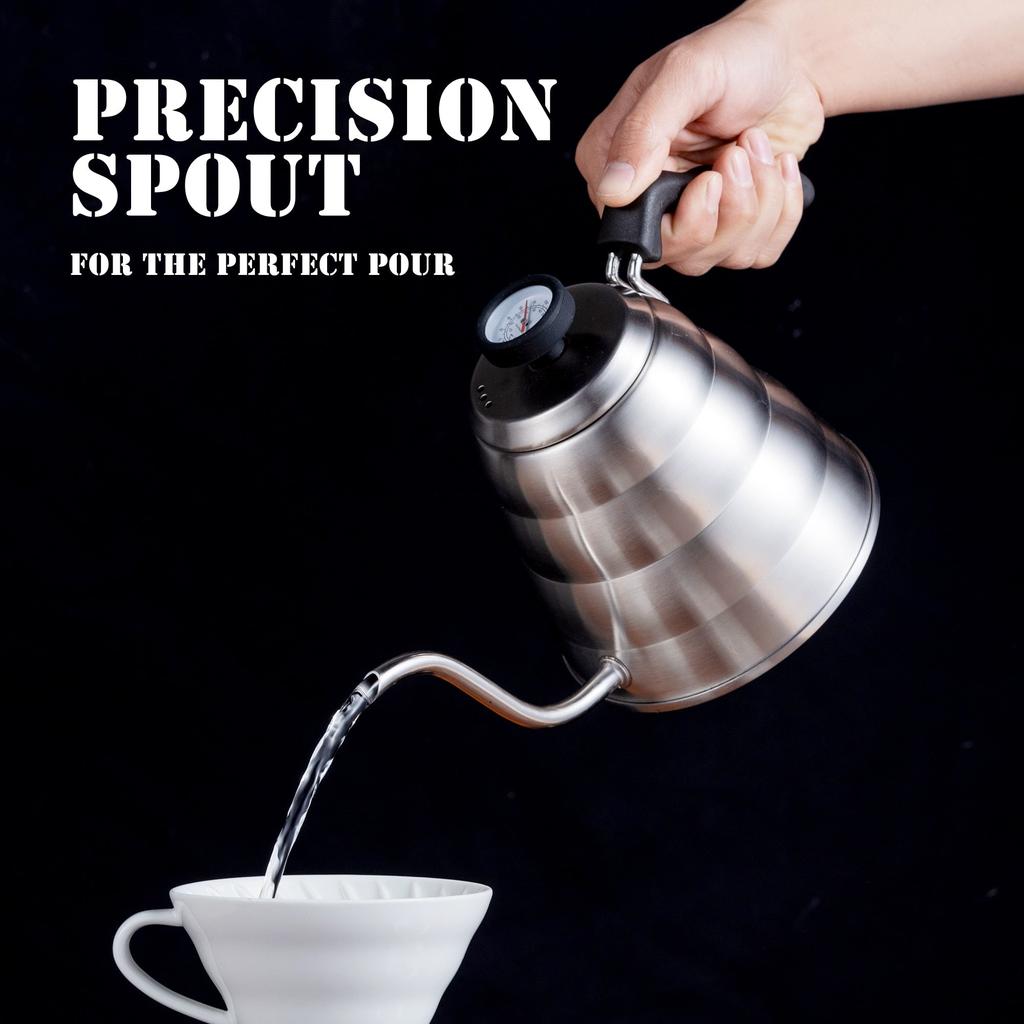 Stainless Steel Gooseneck Coffee Kettle 1.25L by HitMyNeed