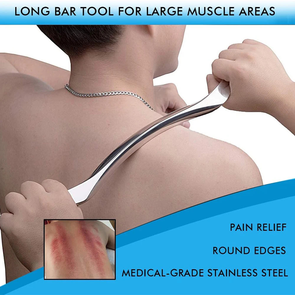 Stainless Steel Long Gua Sha Muscle Massage Bar by HitMyNeed
