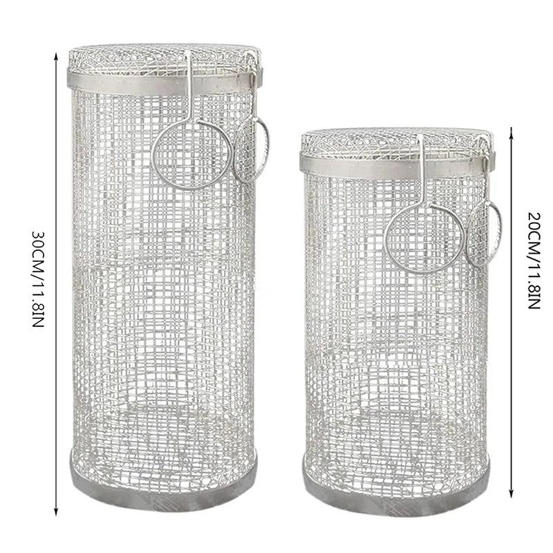 Stainless Steel Rolling BBQ Grill Basket Cylinder by HitMyNeed