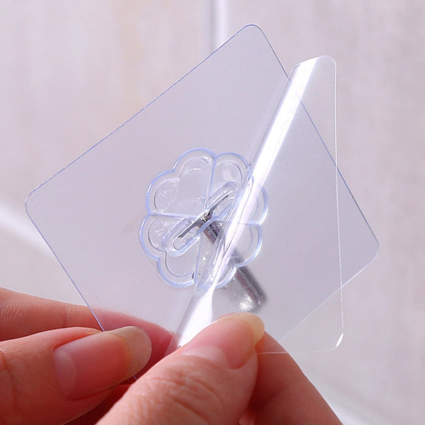 Strong Adhesive Transparent Wall Hooks (10 Pack) by HitMyNeed