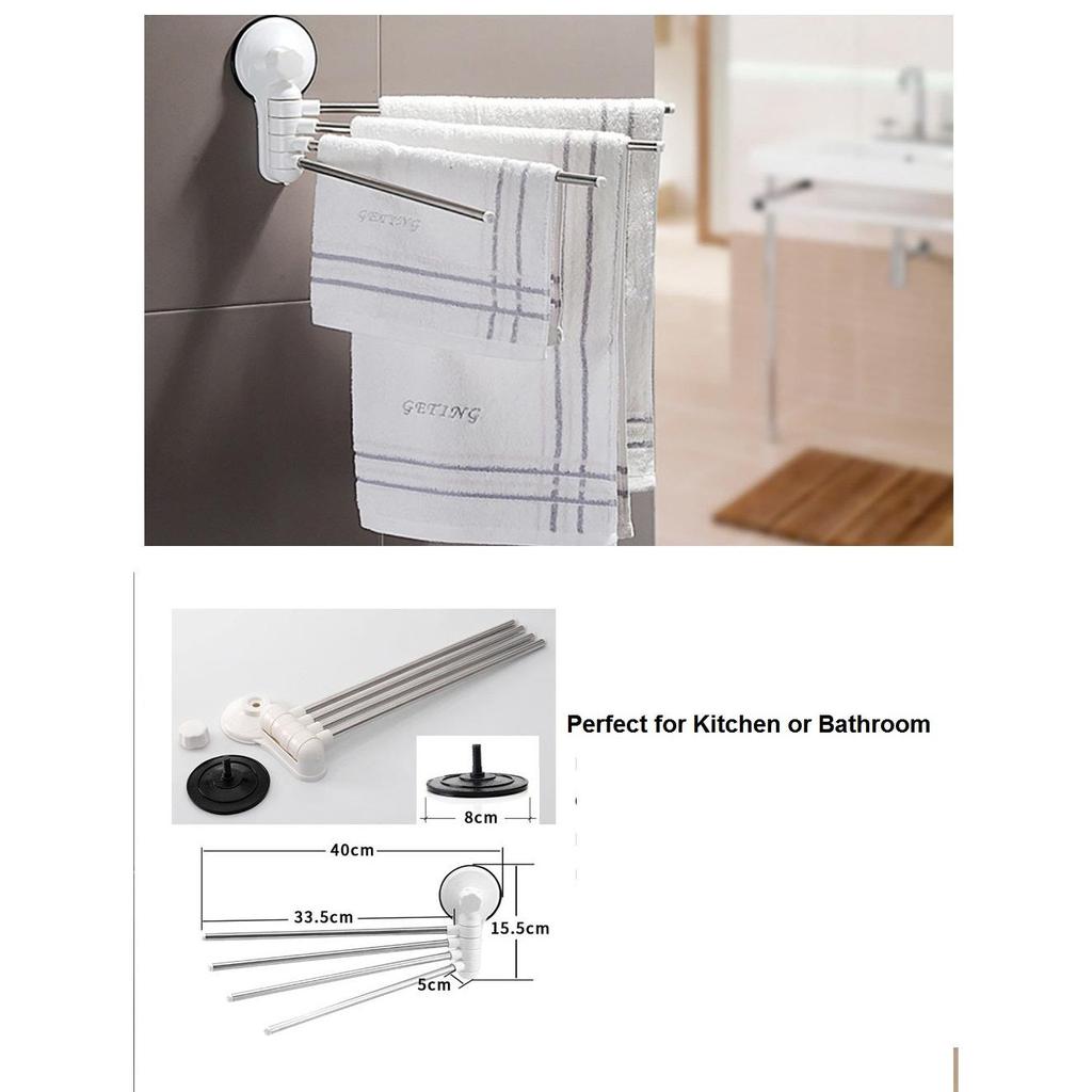 Suction Fit Swivel Bathroom Towel Rack by HitMyNeed