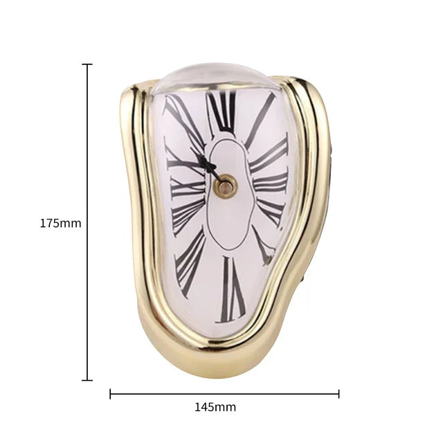 Surreal Melting Wall Clock Silent Dali Style Decor gold by HitMyNeed