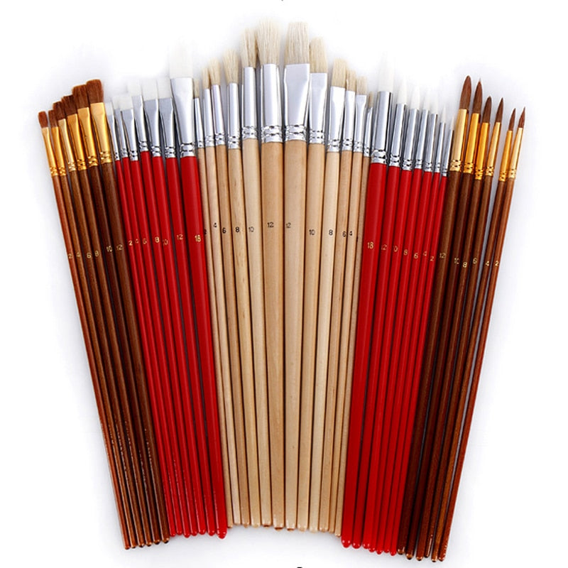 Synthetic Paint Brush Set with Roll-Up Case, 38pcs by HitMyNeed