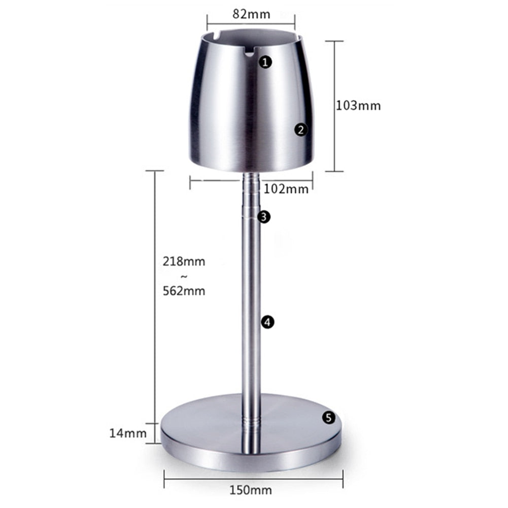 Telescopic Stainless Steel Standing Ashtray by HitMyNeed