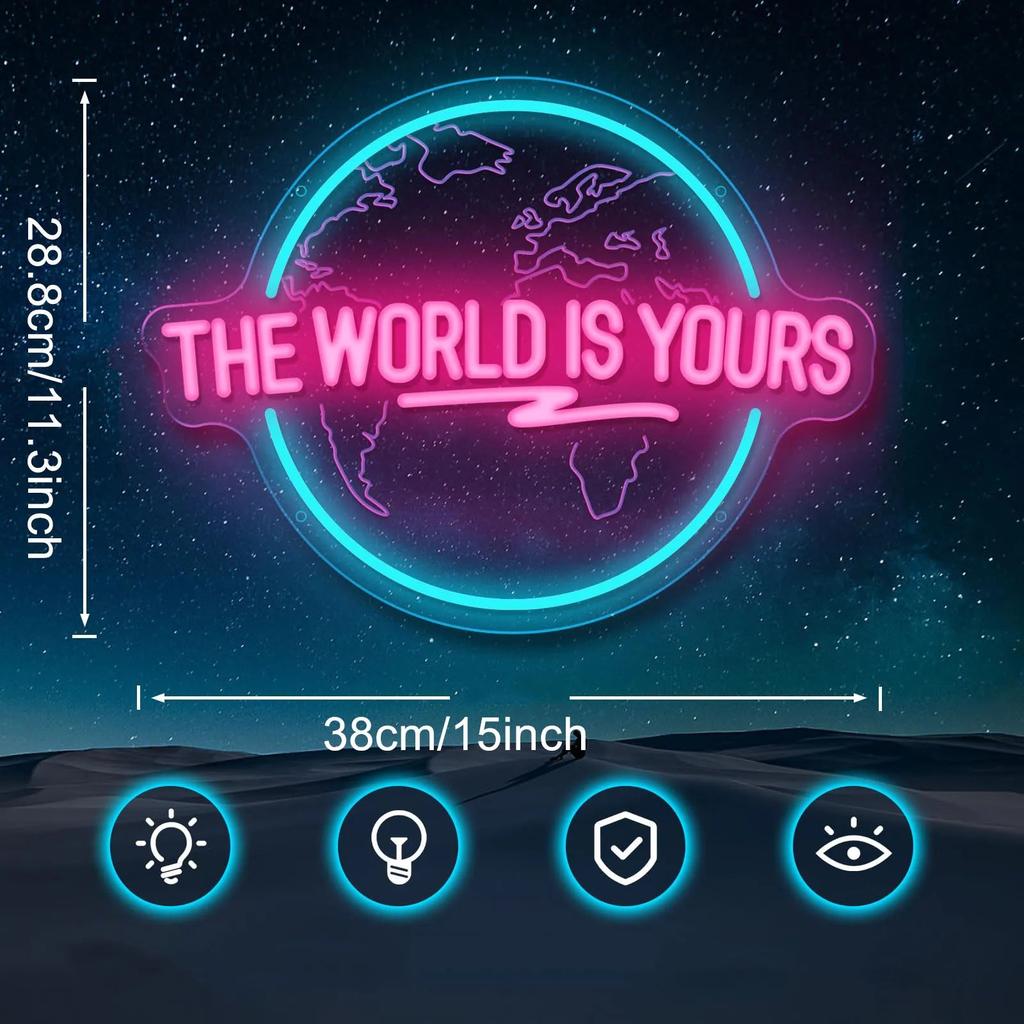 The World Is Yours Planet LED Neon Wall Sign by HitMyNeed