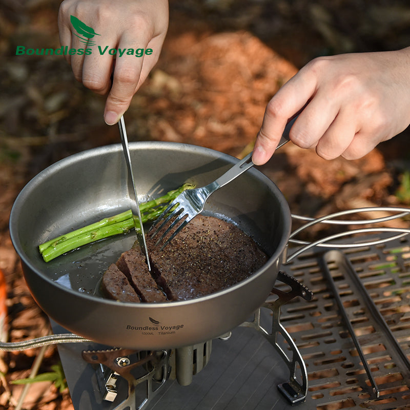 Titanium Camping Frying Pan with Lid, 1000ml by HitMyNeed