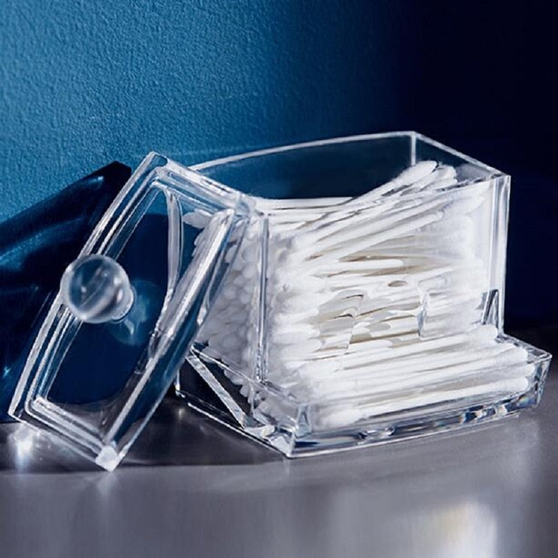 Transparent Cotton Buds Storage Holder with Lid by HitMyNeed