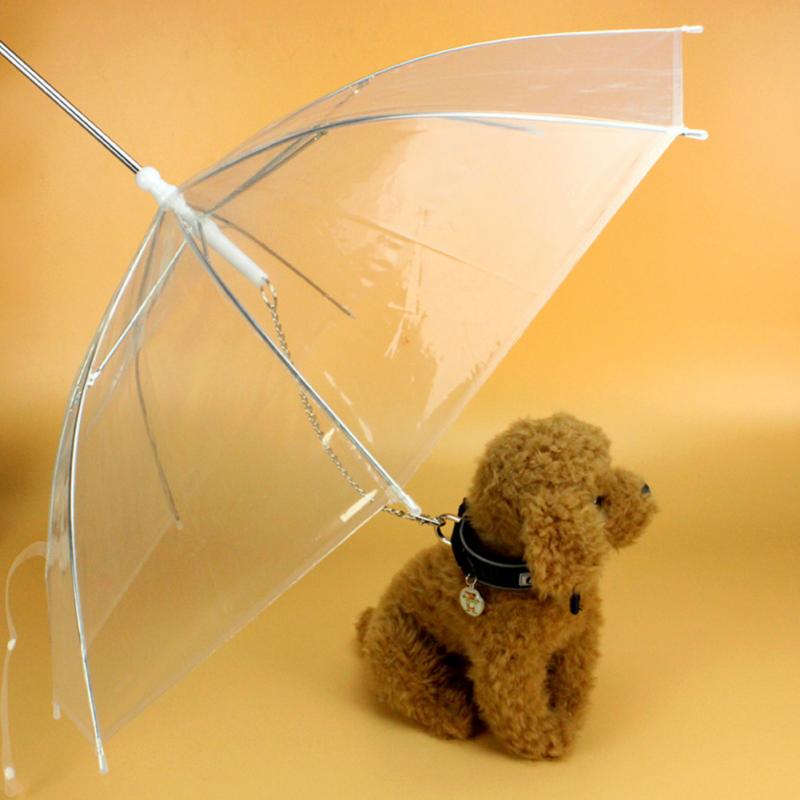 Transparent Pet Umbrella with Built-In Dog Leash by HitMyNeed