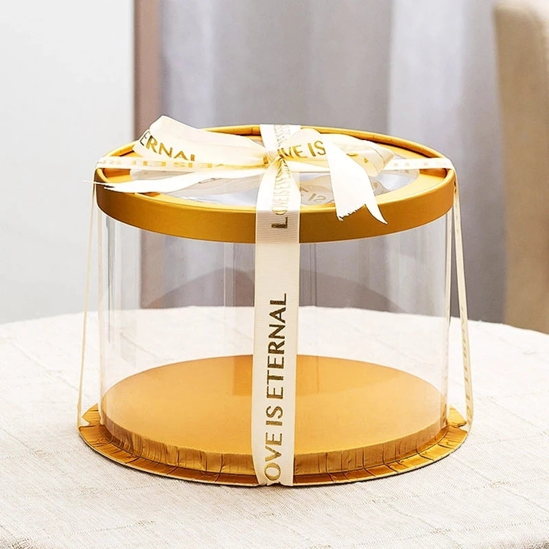Transparent PVC Round Cake Box with Lid 4inch-white by HitMyNeed