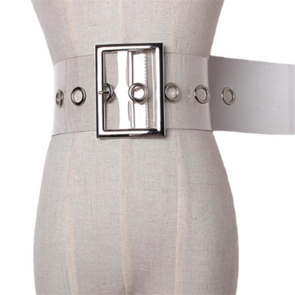Transparent Wide Clear Belt for Women by HitMyNeed