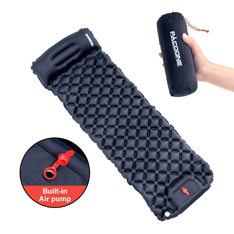 Ultralight Camping Inflatable Sleeping Pad with Pillow by HitMyNeed