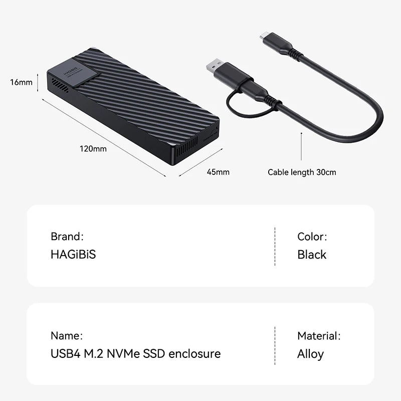 USB 4.0 40Gbps M.2 NVMe SSD Enclosure 4TB by HitMyNeed