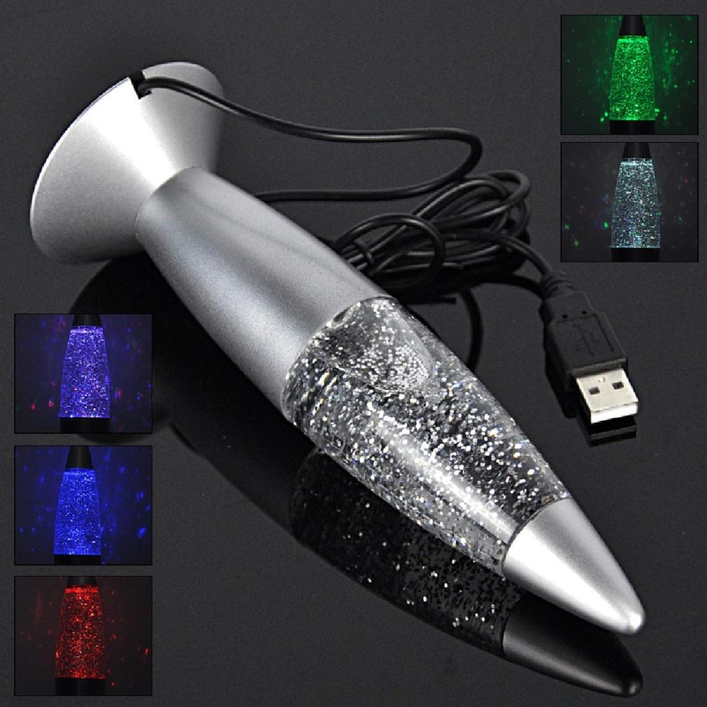 USB Glitter Lava Lamp with Color-Changing LEDs by HitMyNeed