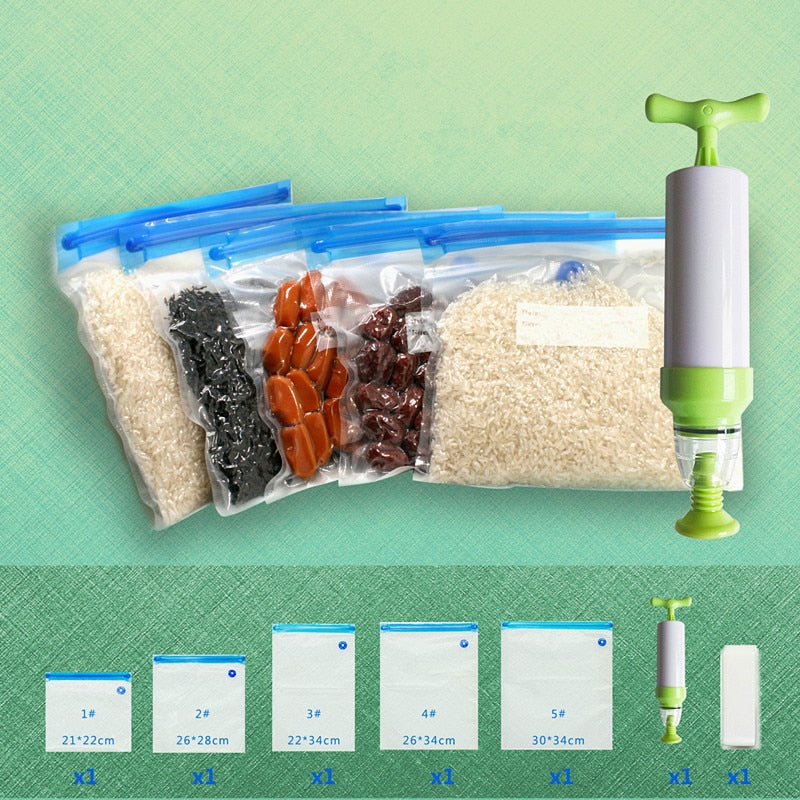 Vacuum Seal Bags Storage Set with Hand Pump by HitMyNeed