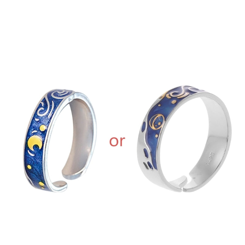 Van Gogh Starry Night Adjustable Open Ring by HitMyNeed
