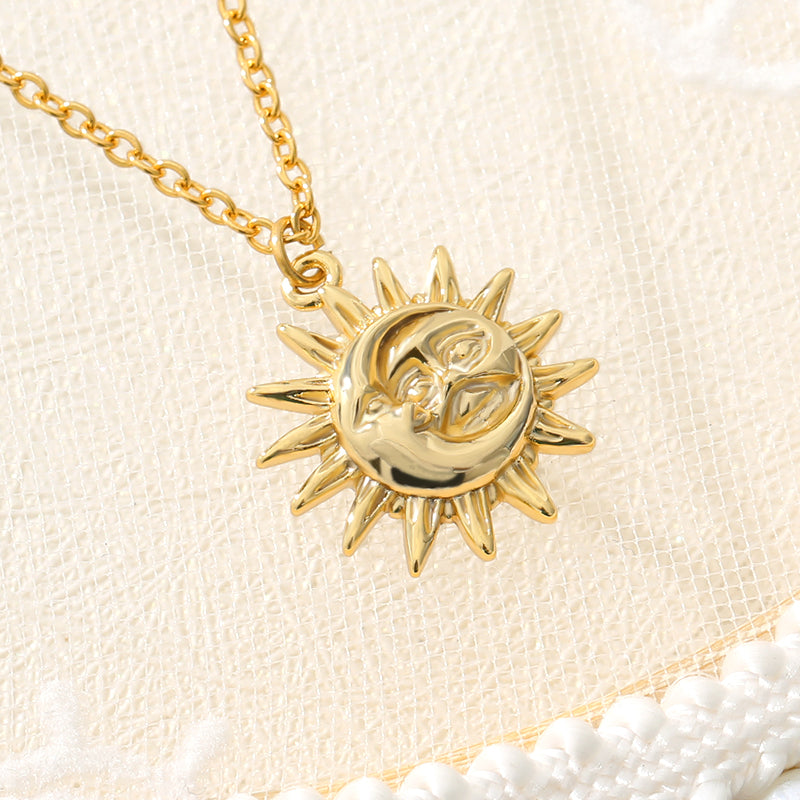 Vintage Sun and Moon Stainless Steel Necklace by HitMyNeed