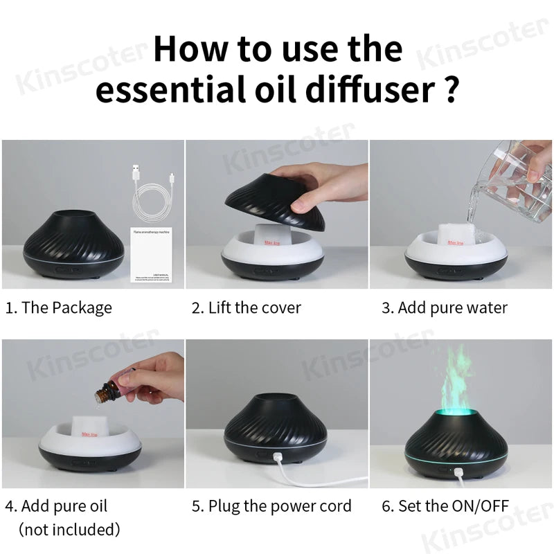 Volcanic Flame Aroma Diffuser & USB Humidifier 130ml by HitMyNeed
