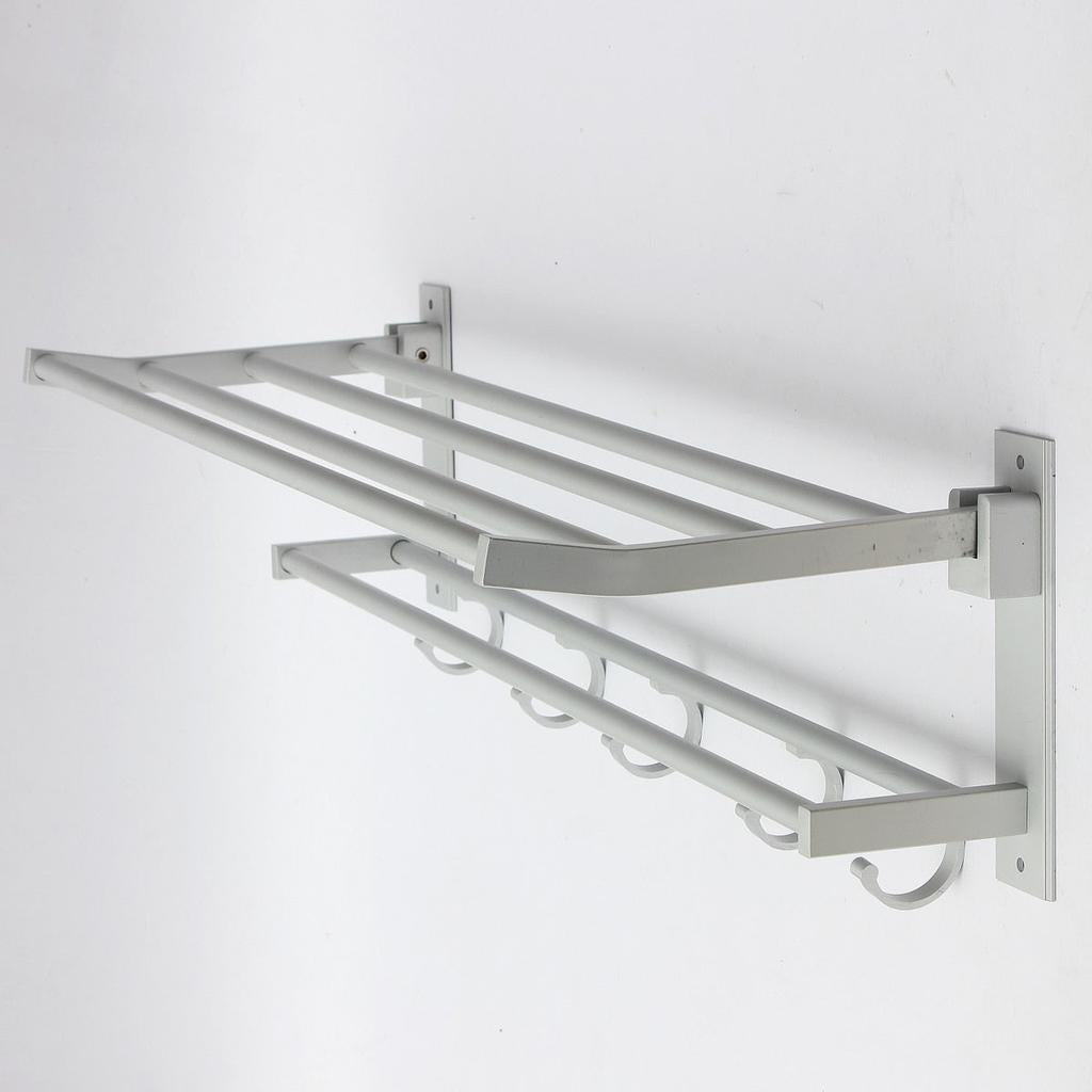 Wall-Mounted Aluminum Towel Rack Shelf with Hooks by HitMyNeed
