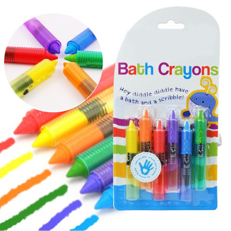 Washable Bath Crayons for Kids (Set of 6 Colors) by HitMyNeed