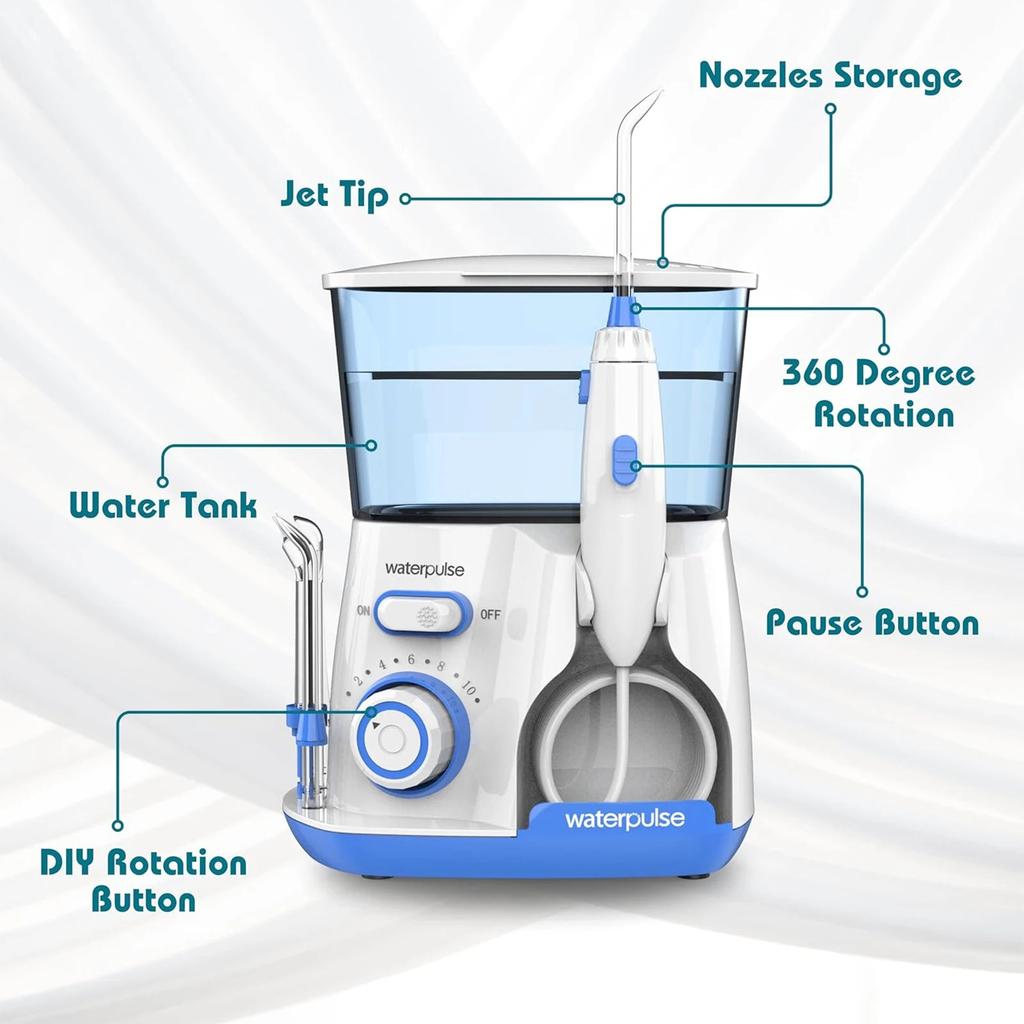 Waterpulse Electric Water Flosser 800ml with 5 Tips by HitMyNeed