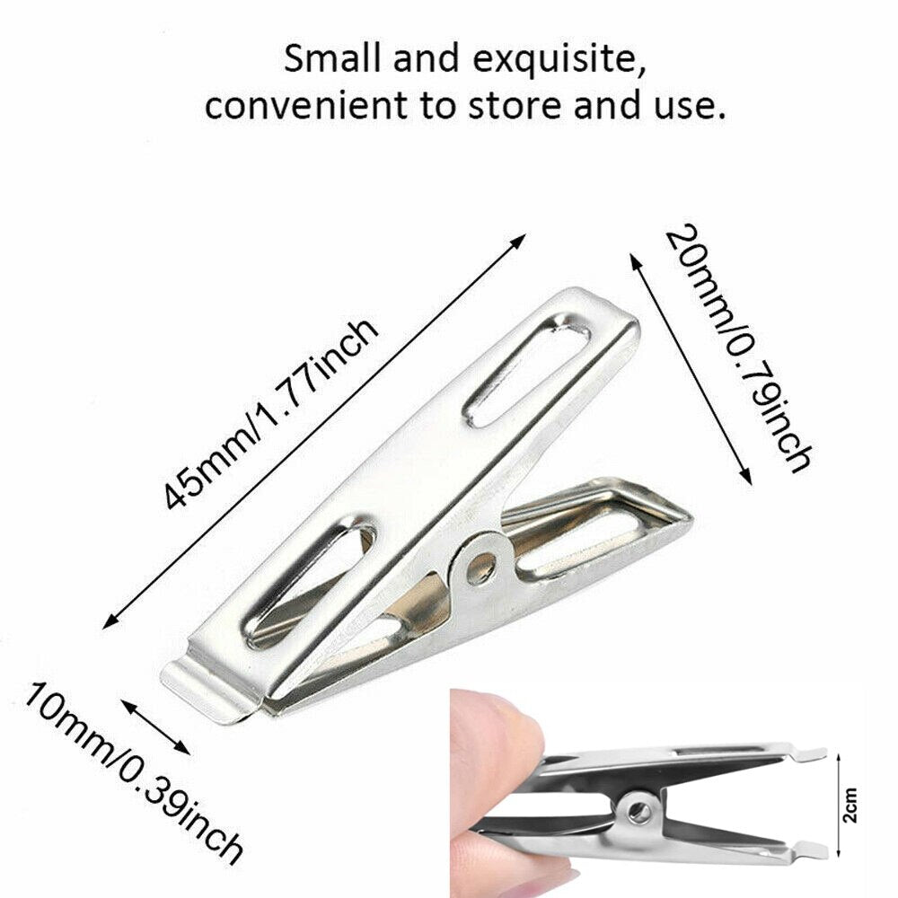 Wear-Resistant Stainless Steel Clothes Clips (20 Pack) by HitMyNeed