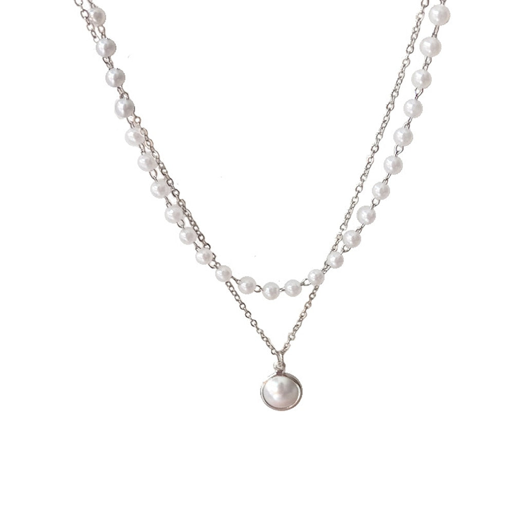 White Pearl Choker & Pendant Necklace Set by HitMyNeed