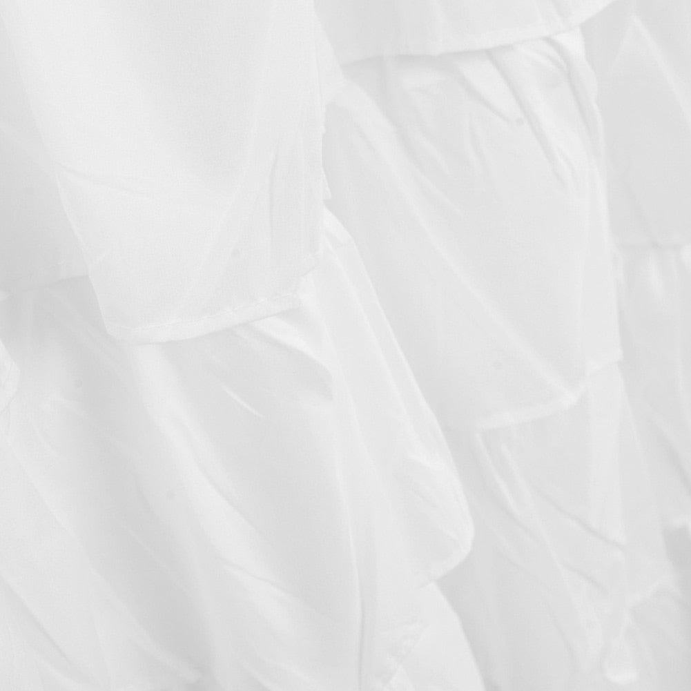 White Ruffle Shower Curtain with Hooks 180 x 180 cm by HitMyNeed