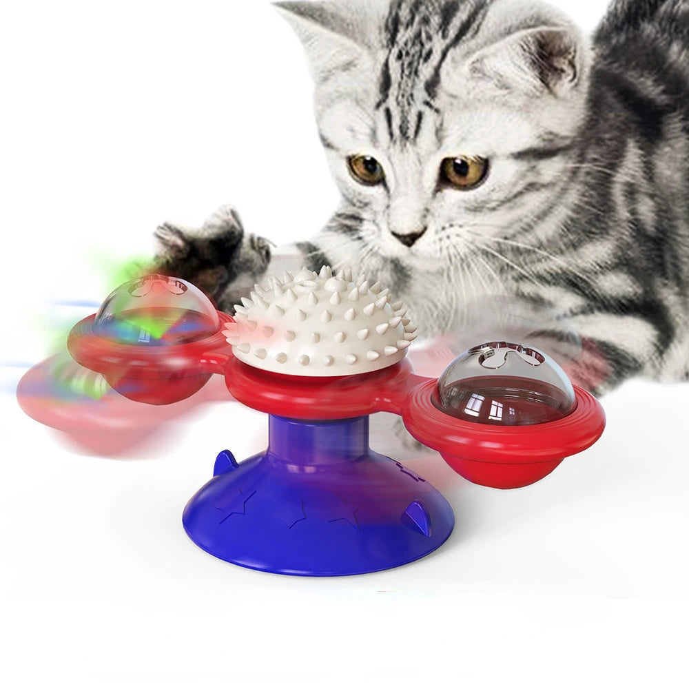 Windmill Interactive Cat Toy with Turntable & Brush d by HitMyNeed