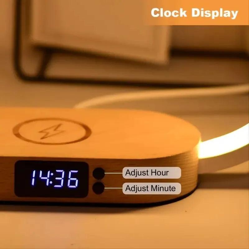 Wireless Charging Desk Lamp with Clock & USB Port by HitMyNeed
