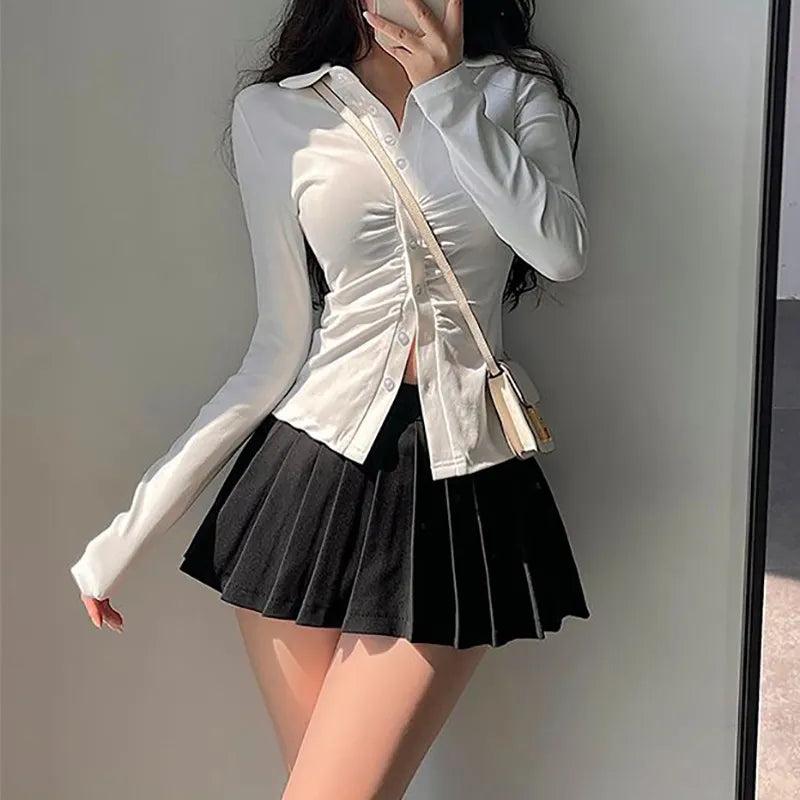 Women's High Waist Pleated Skort Mini A-Line by HitMyNeed
