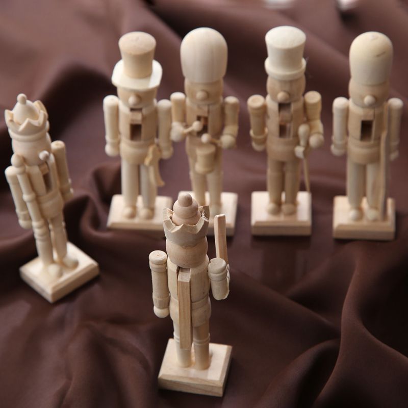 Wooden Blank Nutcrackers Set for DIY (6pcs, 12cm) by HitMyNeed