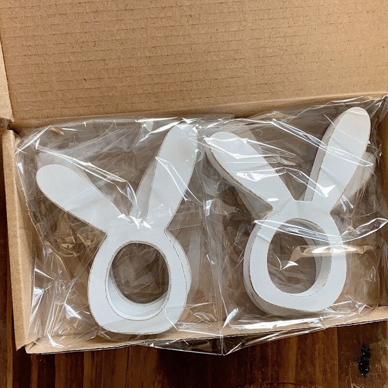 Wooden Bunny Napkin Rings Holders Set of 2 by HitMyNeed
