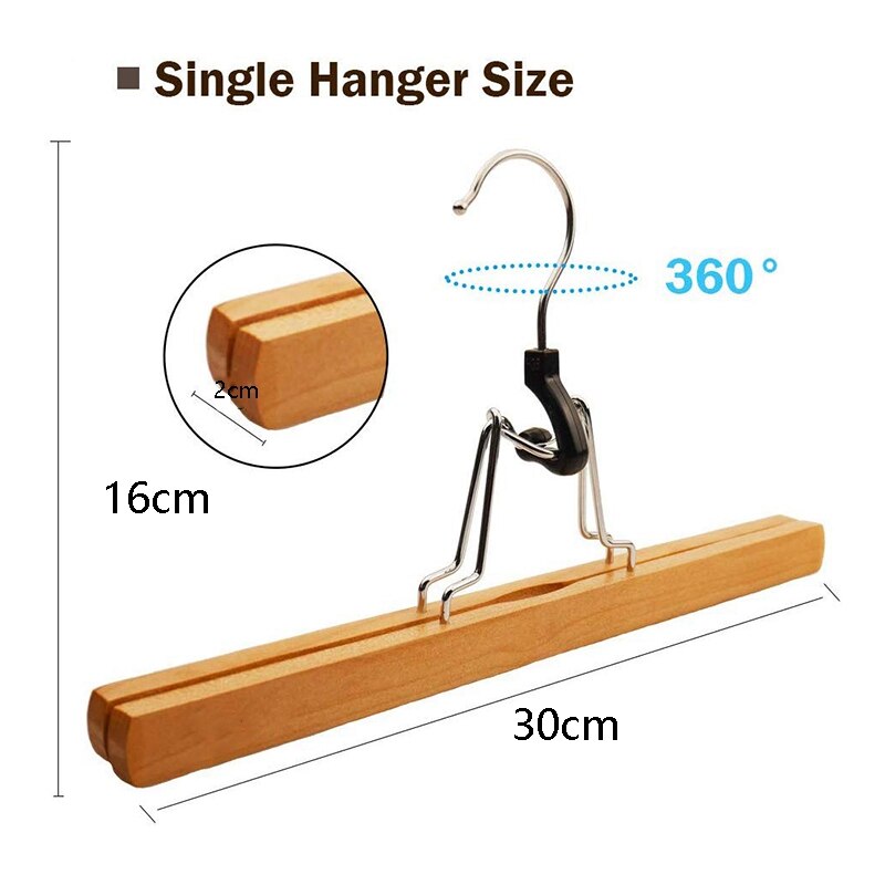 Wooden Clamp Hangers for Pants & Skirts (8-Pack) by HitMyNeed