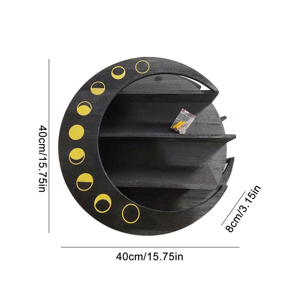 Wooden Crescent Moon Wall Shelf with 3 Tiers by HitMyNeed