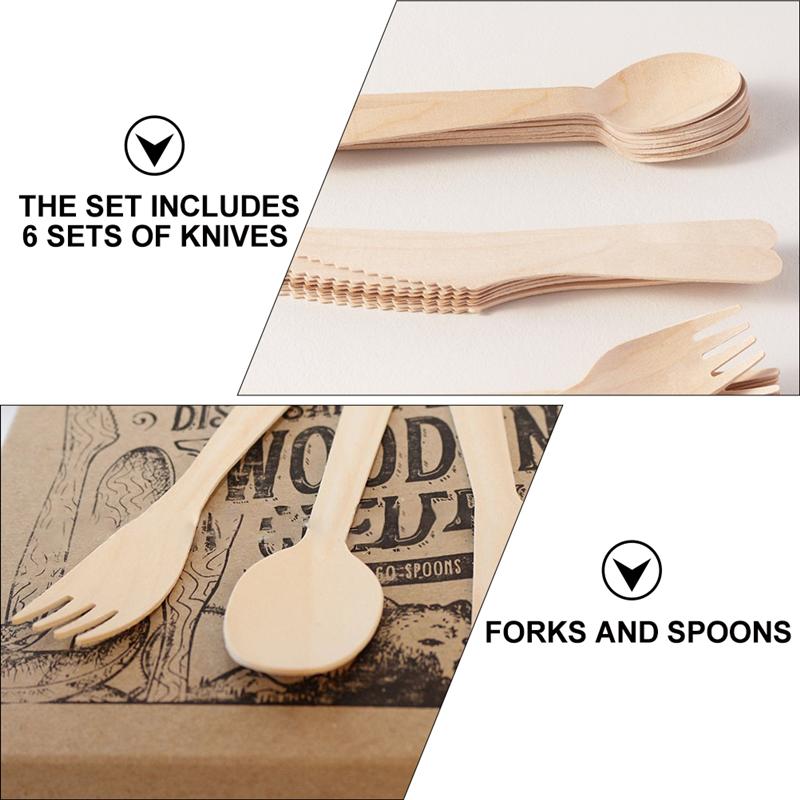 Wooden Disposable Cutlery Set (12pcs) by HitMyNeed