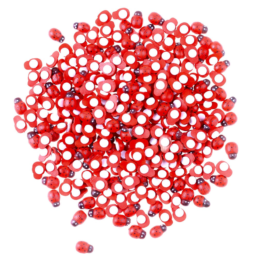 Wooden Ladybug Stickers 100 pcs - Self-Adhesive Decor by HitMyNeed