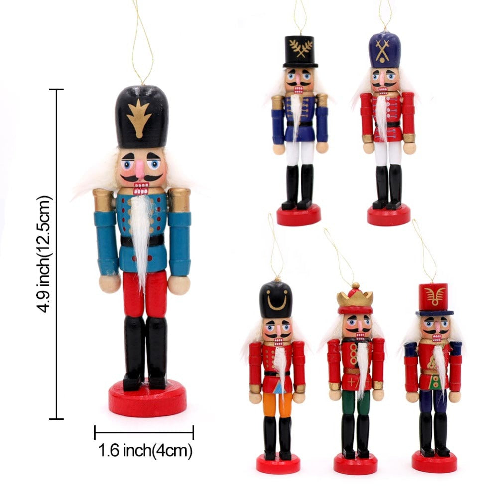 Wooden Nutcracker Christmas Tree Ornaments, Set of 6 by HitMyNeed