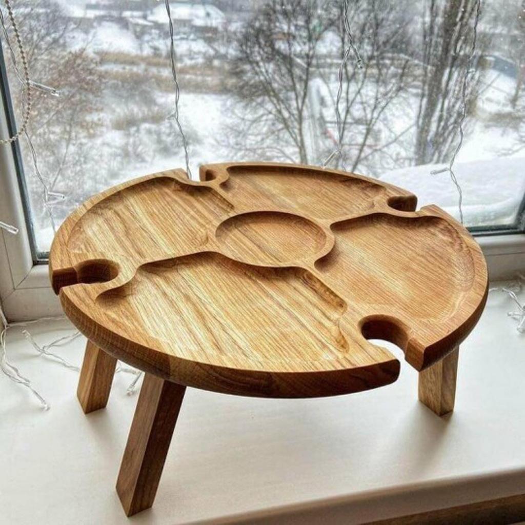 Wooden Picnic Table with Wine and Glass Holder by HitMyNeed
