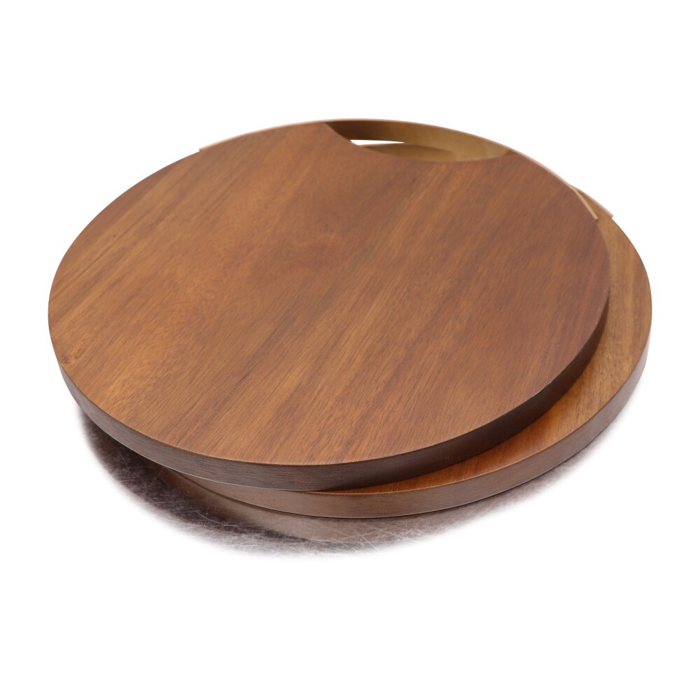 Wooden Round Acacia Cutting Board with Handle by HitMyNeed