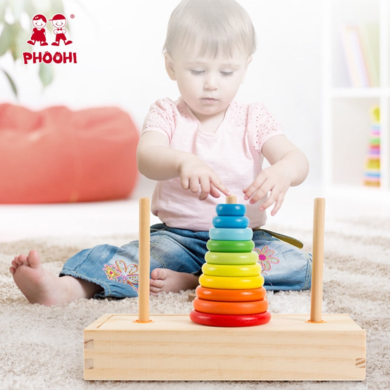 Wooden Tower of Hanoi Logic Puzzle Game by HitMyNeed